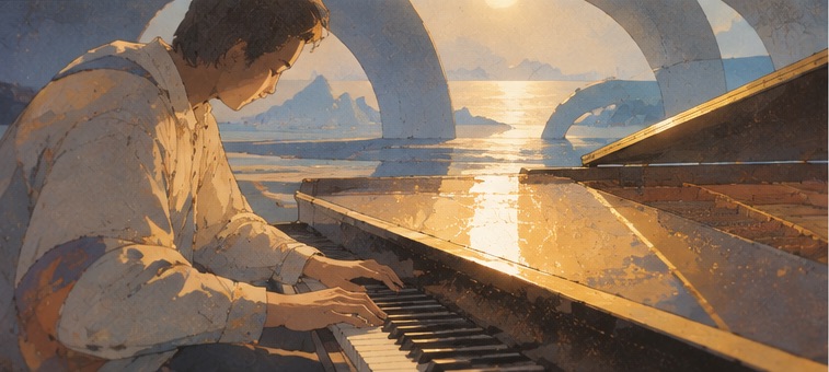 Illustrazione artistica di un pianista
